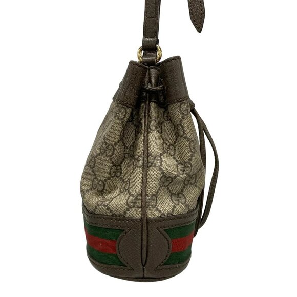 GUCCI Ophidia GG Mini Bucket Bag Ebony Dark Brown PVC Leather bran-808-100125 - Picture 4 of 16
